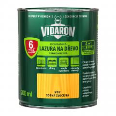 Obrázek: VIDARON ochranná lazura na dřevo, tenkovrstvá, odstín V02 Borovice zlatá 0,7 L