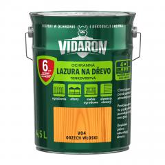 Obrázek: VIDARON ochranná lazura na dřevo, tenkovrstvá, odstín V04 Ořech vlašský 4.5 L