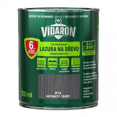Obrázek VIDARON ochranná lazura na dřevo, tenkovrstvá, odstín V16 Antracit šedý 0,7 L