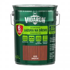 Obrázek: VIDARON ochranná lazura na dřevo, tenkovrstvá, odstín V25 Ořech 4,5 L