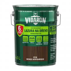 Obrázek: VIDARON ochranná lazura na dřevo, tenkovrstvá, odstín V10 Wenge africký 4,5 L